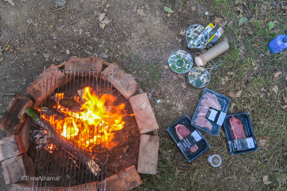 Making fire in camping