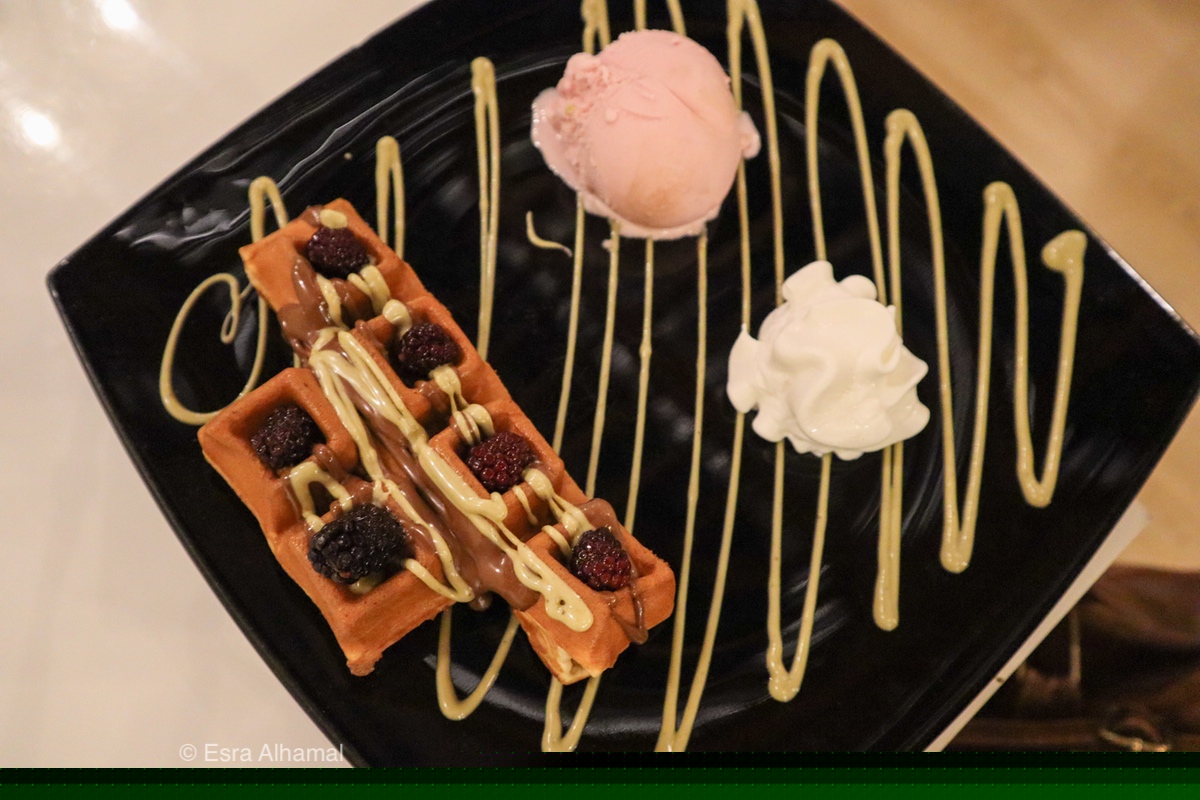 Chocolate and berry waffle in Tallinn