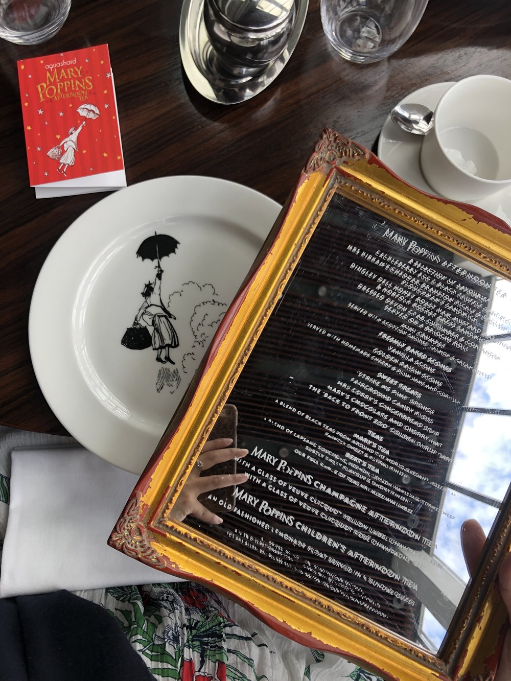 Afternoon Tea Menu on Mirror 