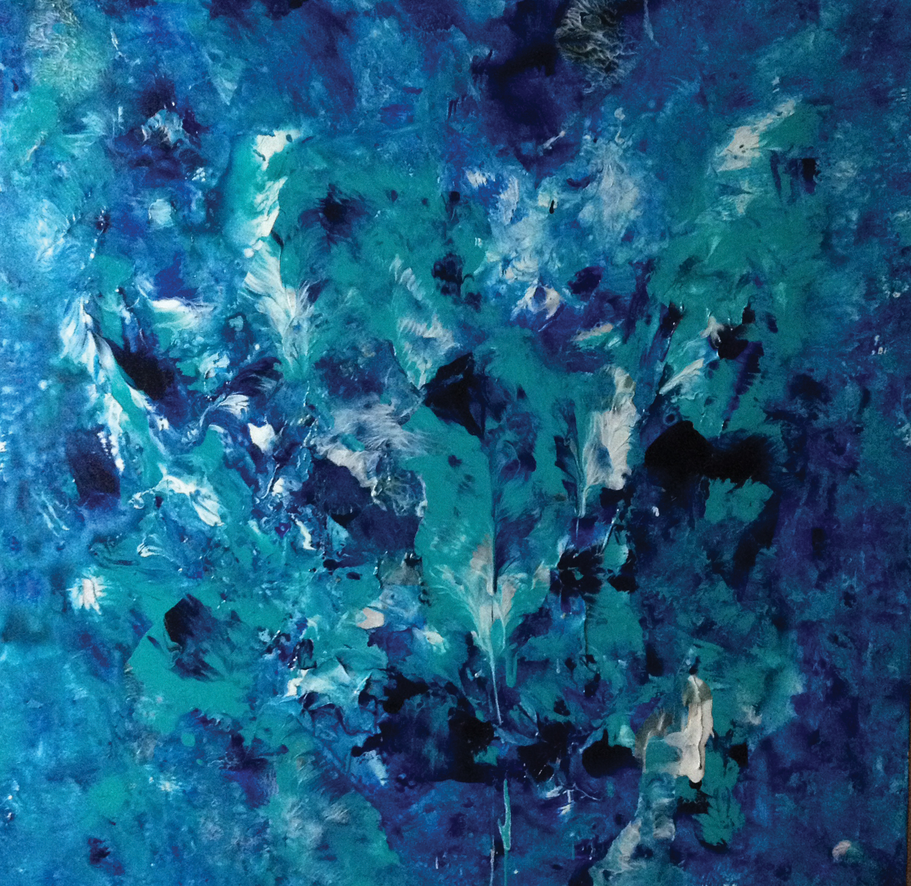 Paula Boyd Farrington's abstract art piece, Blue Depths , as featured in Xanadu Gallery's November 2015 Gallery. For more information click here .