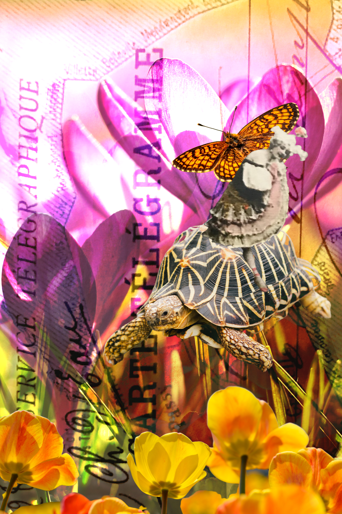 Box Turtle Spring Fandango · Digital Collage