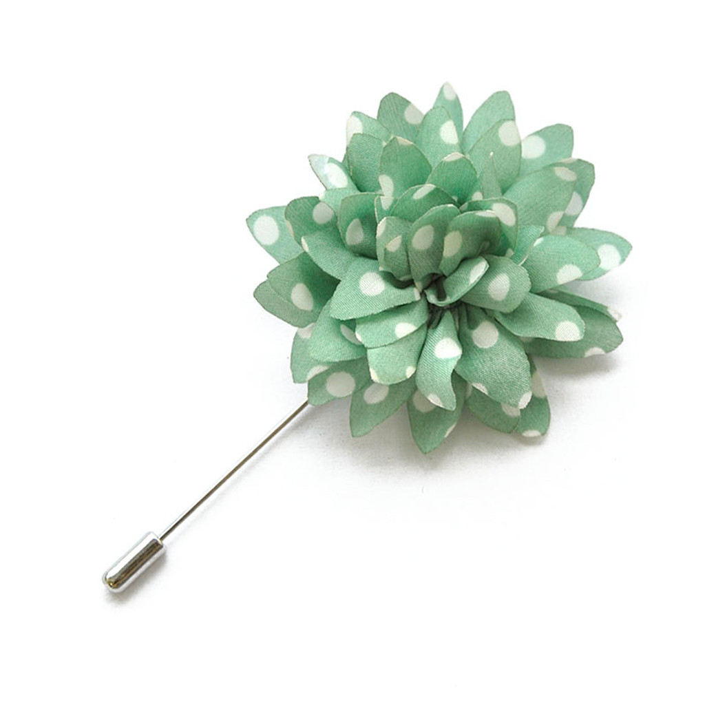 Green Polka Flower Lapel