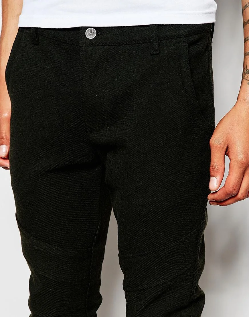 ASOS Khaki Skinny Biker Trousers