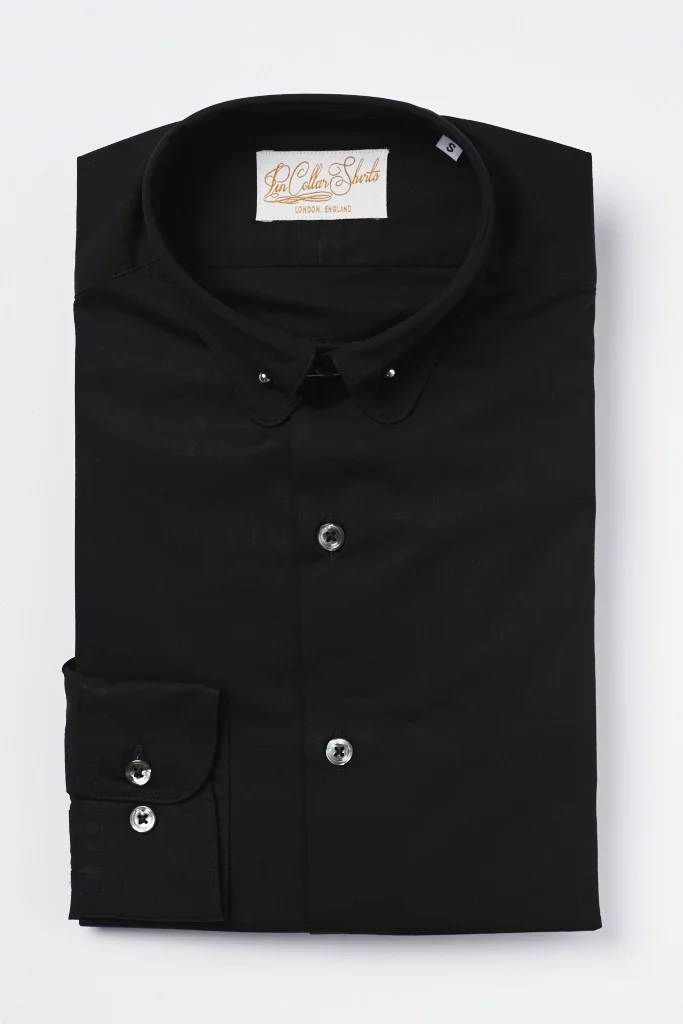 Black Pin Collar Shirt