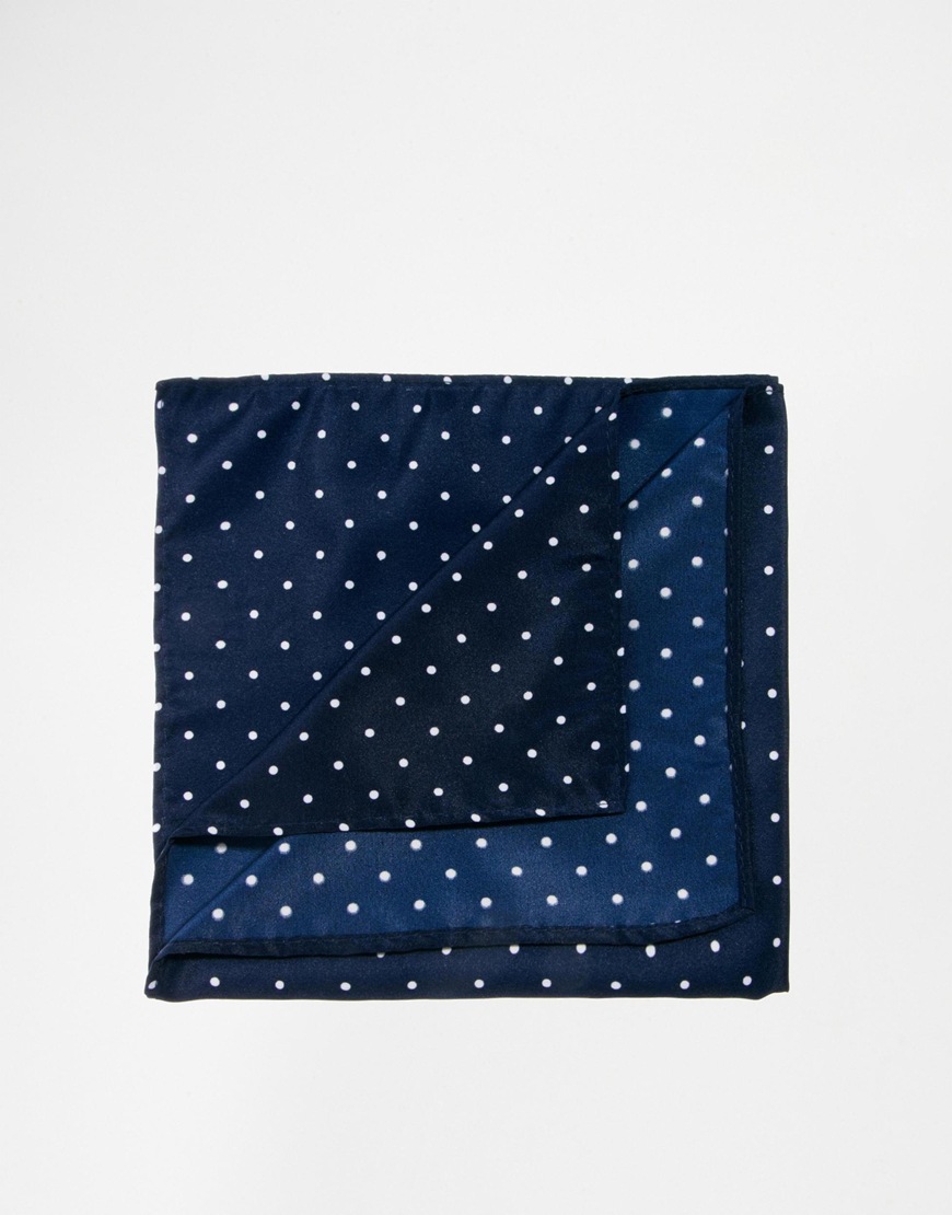 ASOS Pocket Square Navy Polka