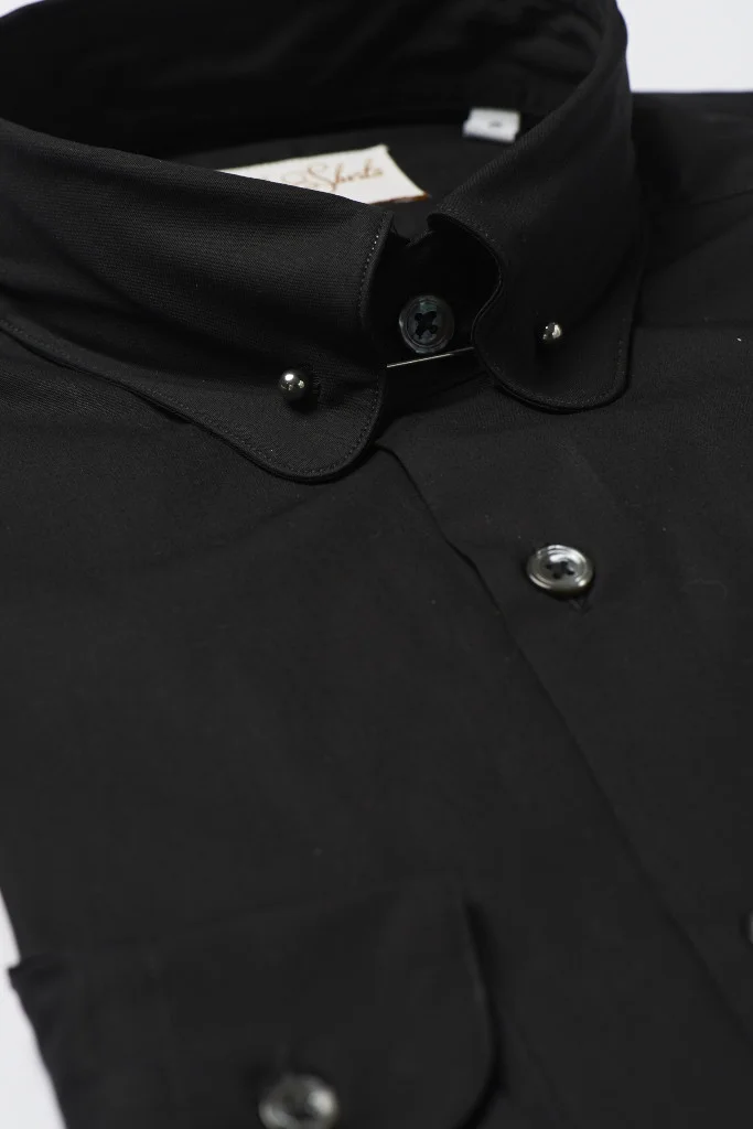 Black Pin Collar Shirt