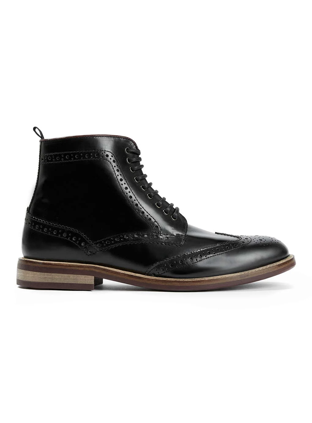 Black Leather Brogue Boots