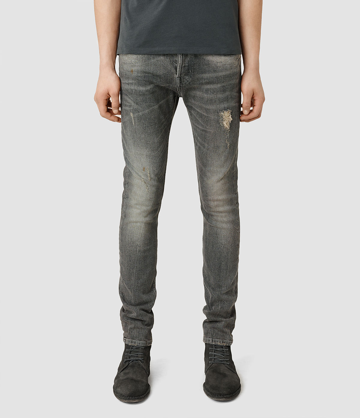 Allsaints Grey Ripped Jeans