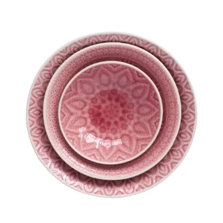 Raspberry Stonewear Bowls