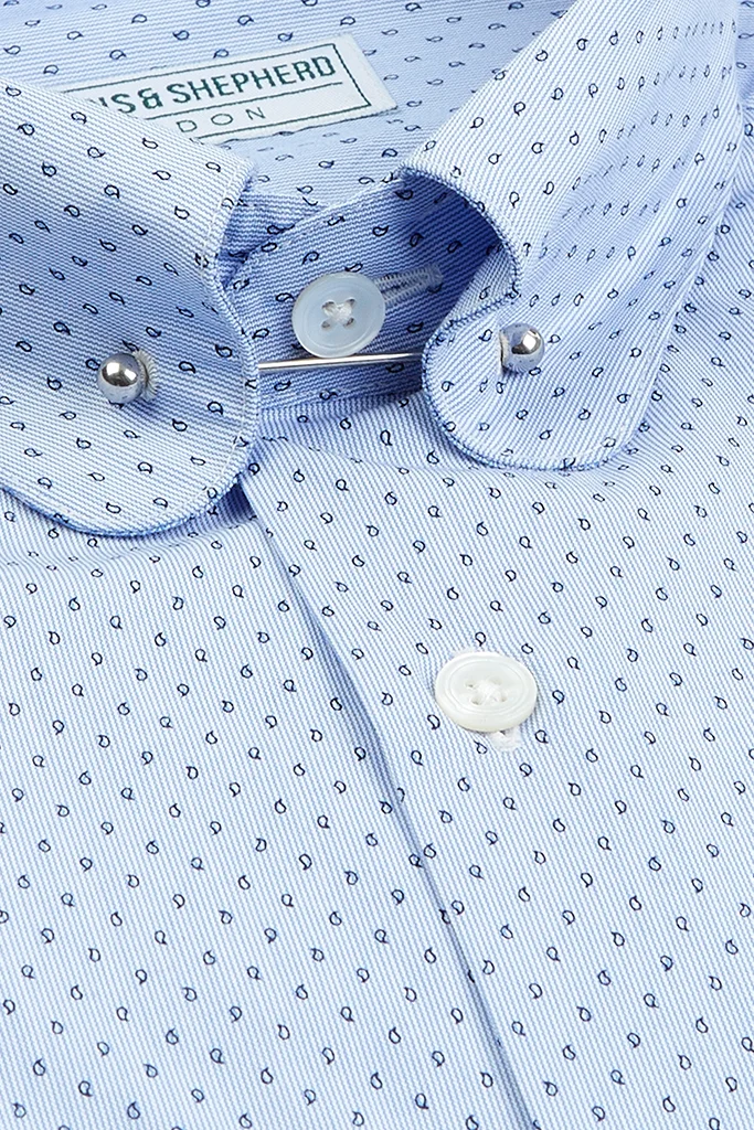 Paisley Micro Print Pin Collar Shirt