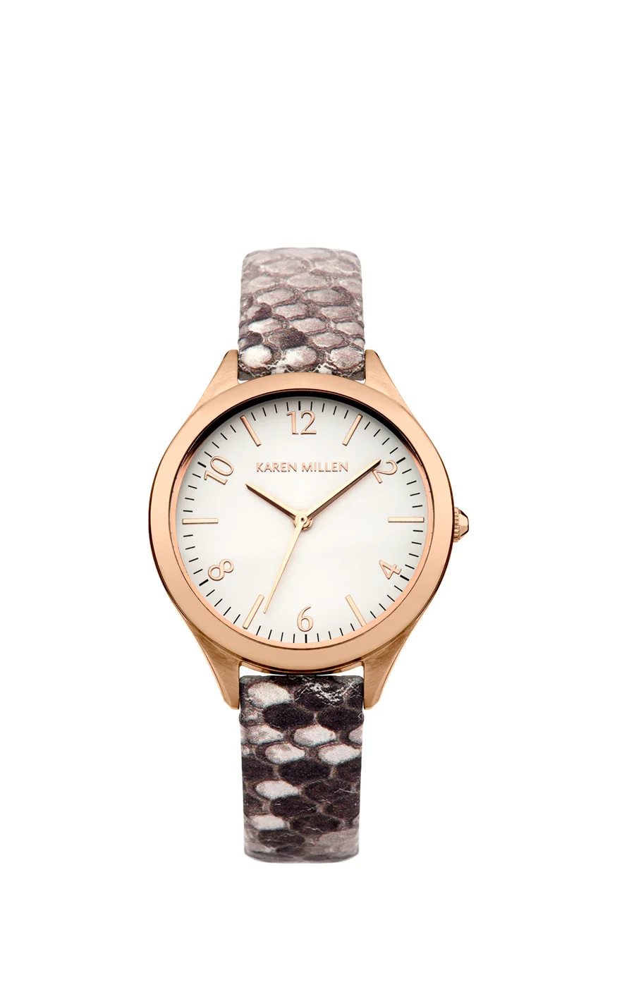 Karen Millen Python Effect Leather Watch