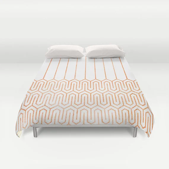 Copper Geometric Print Duvet Cover