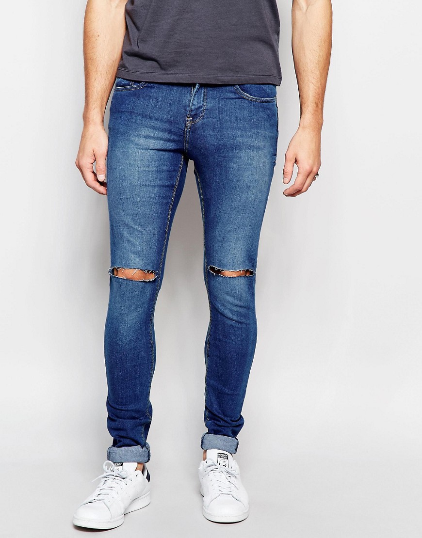 Mens Blue Ripped Jeans