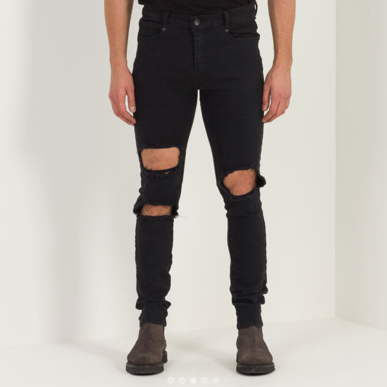 DESTROYED SLIM-FIT JEAN - BLACK