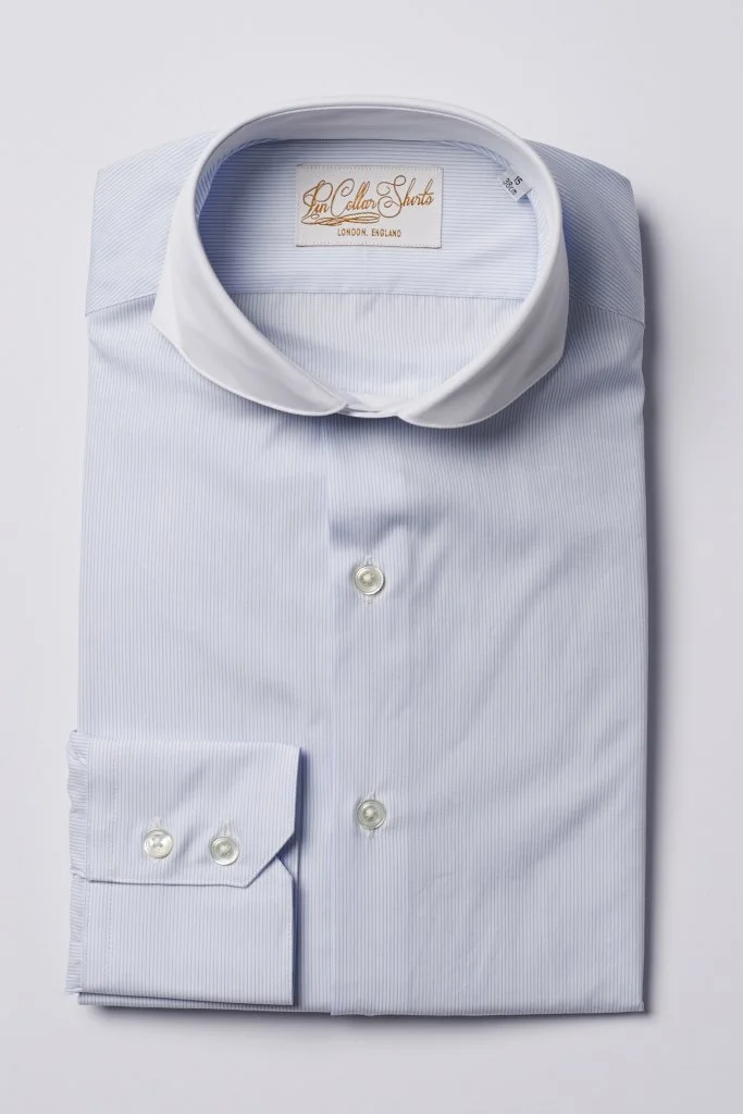 Hawkins & Shepherd Formal Extreme Cutaway Shirt Blue Stripe