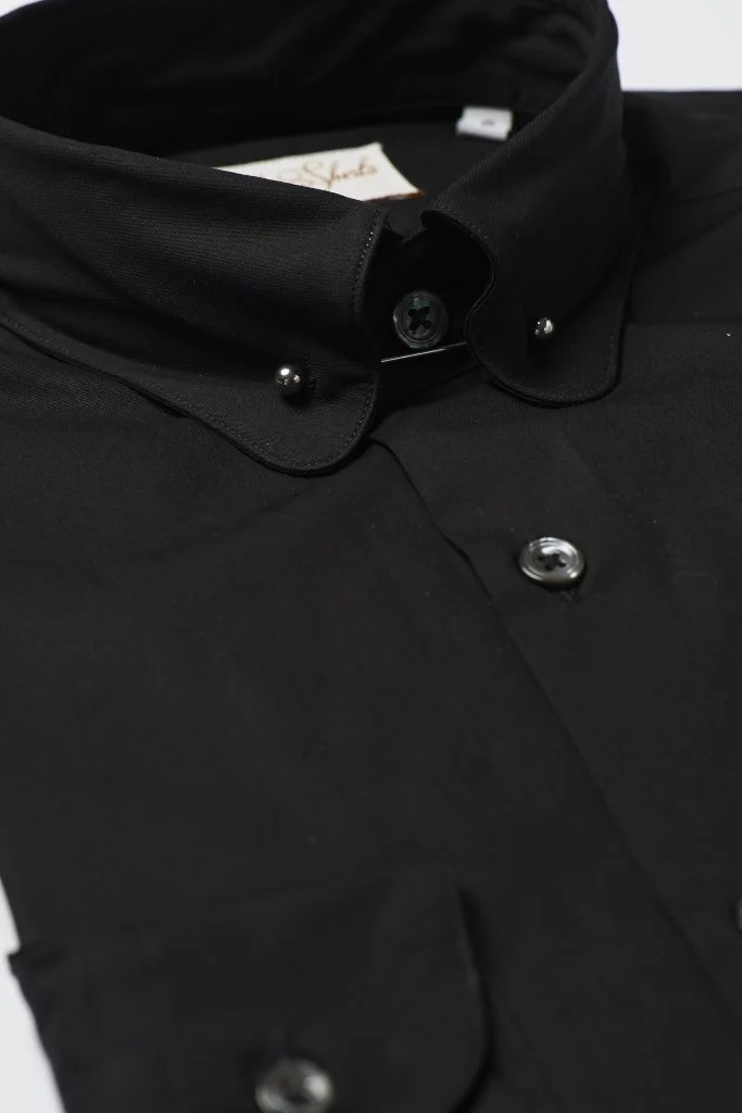 Black Pin Collar Shirt by Hawkins & Shepherd