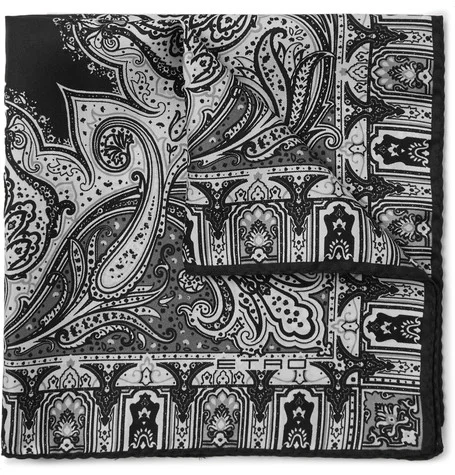 Black Paisley Pocket Square