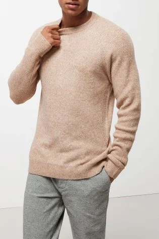 Sand Cosy Ribbed Crew Jumper