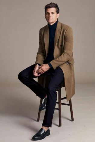 Tan Double Breasted Overcoat