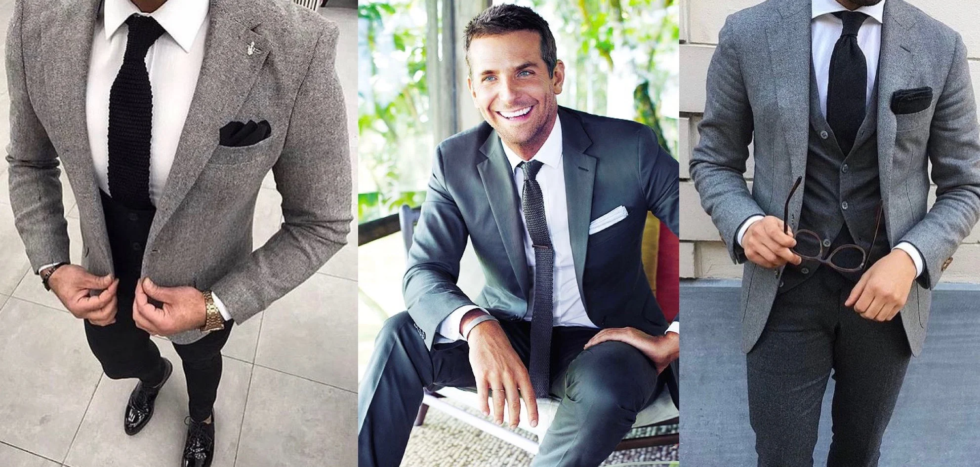 Shirt Tie & Pocket Square Combinations Grey Suit — MEN'S STYLE BLOG