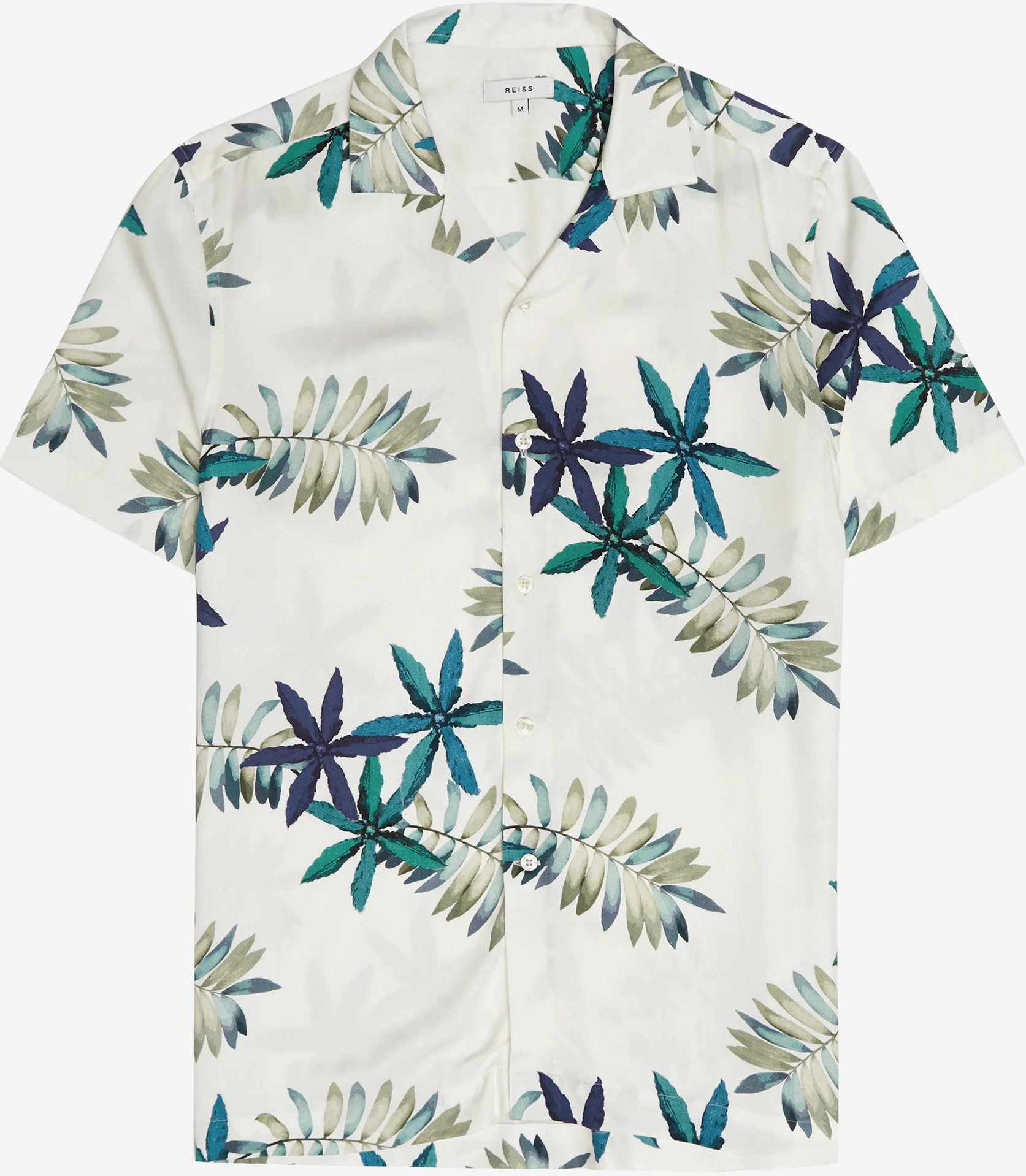 REISS CUBAN COLLAR PRINTED SHIRT