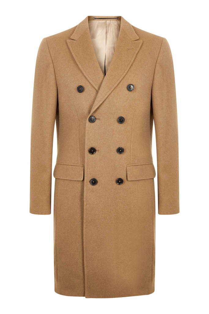 Double breasted men's camel coat
