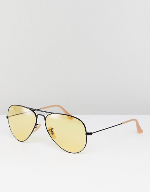 RAY-BAN 0RB3025 AVIATOR SUNGLASSES WITH YELLOW LENS 58MM