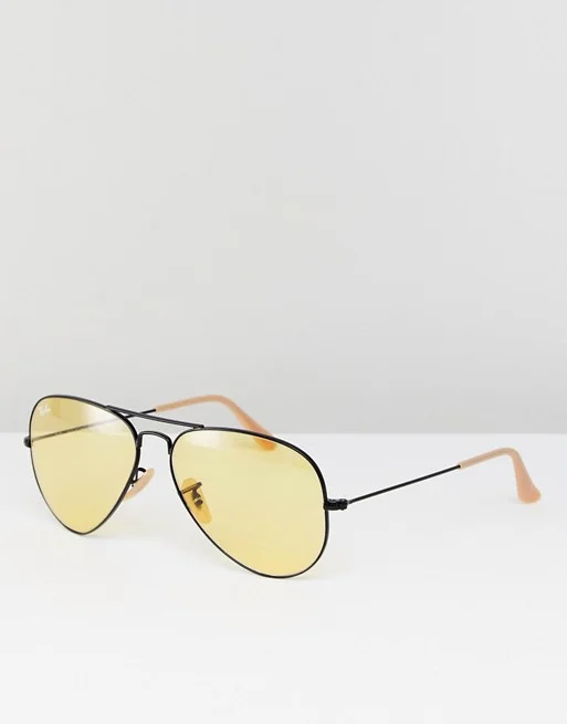 RAY-BAN 0RB3025 AVIATOR SUNGLASSES WITH YELLOW LENS 58MM