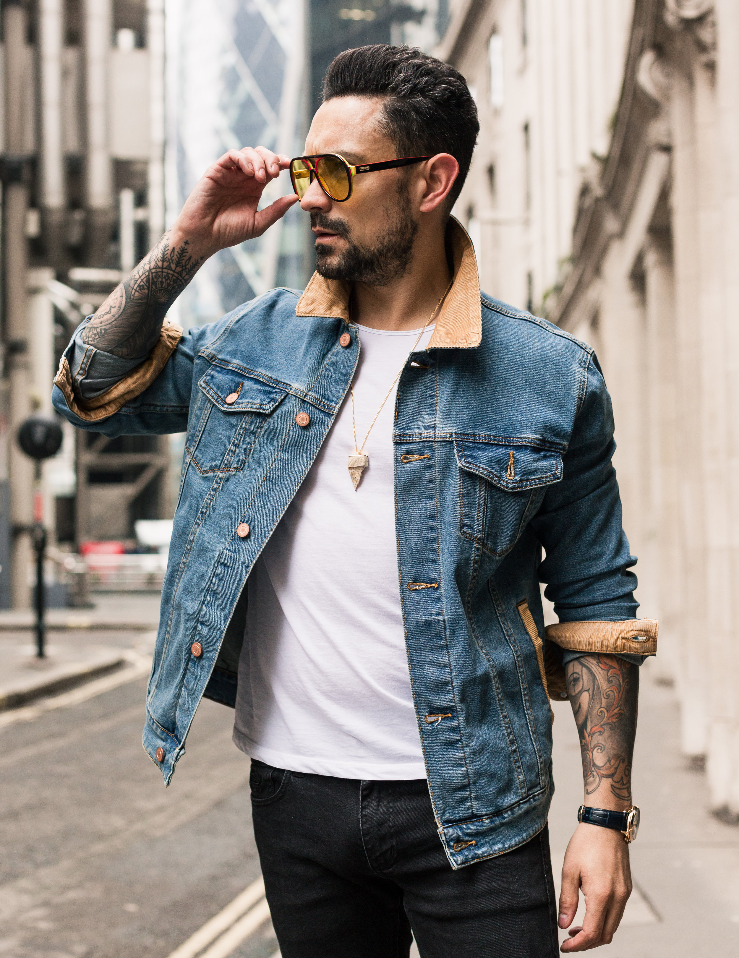 Men's Denim Jacket Coat Long Sleeve Loose Jean Tops Cargo Casual Summer  Retro | eBay