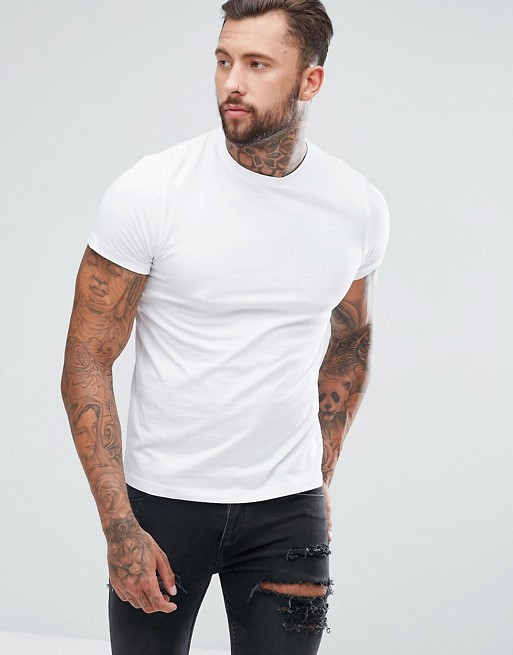 ASOS T-SHIRT WITH CREW NECK IN WHITE