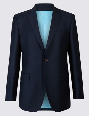 M&S NAVY TAILORED FIT WOOL JACKET