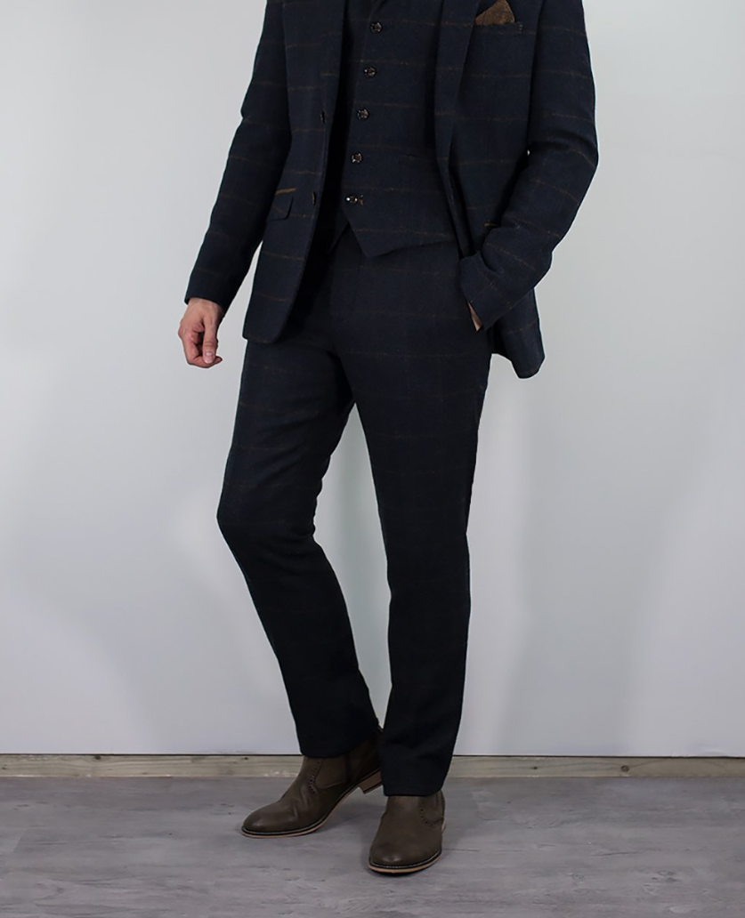 House of Cavani Kemson Navy Skinny Suit