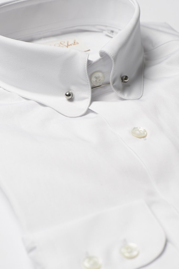 Hawkins &amp; Shepherd White Pin Collar Shirt