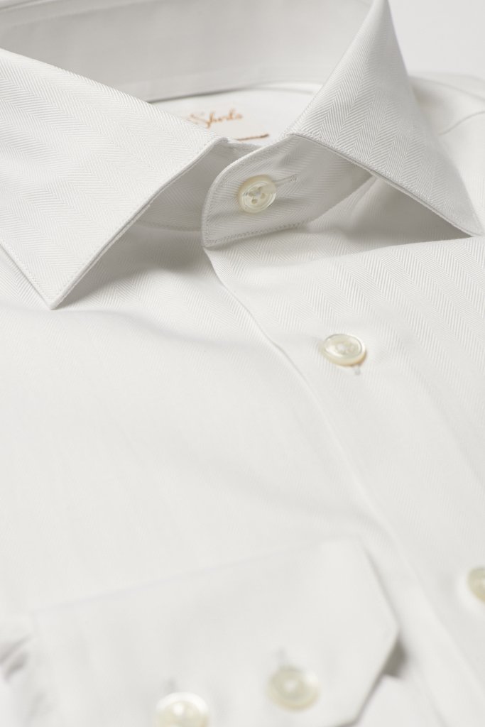 Hawkins &amp; Shepherd Herringbone White Shirt