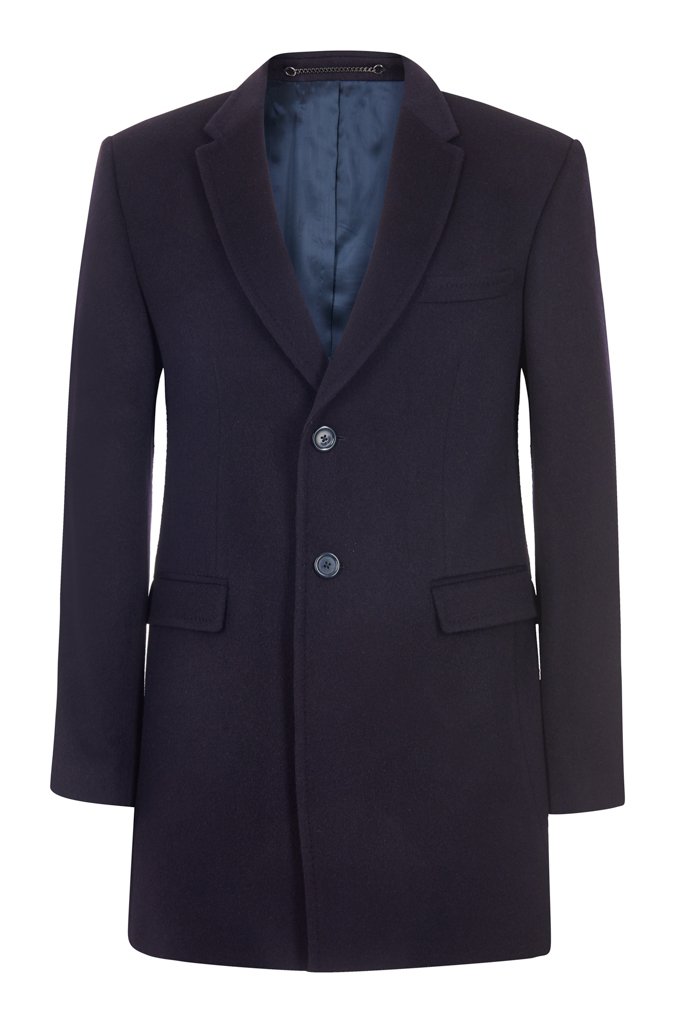Single Breasted Navy 100% British Cashmere Overcoat