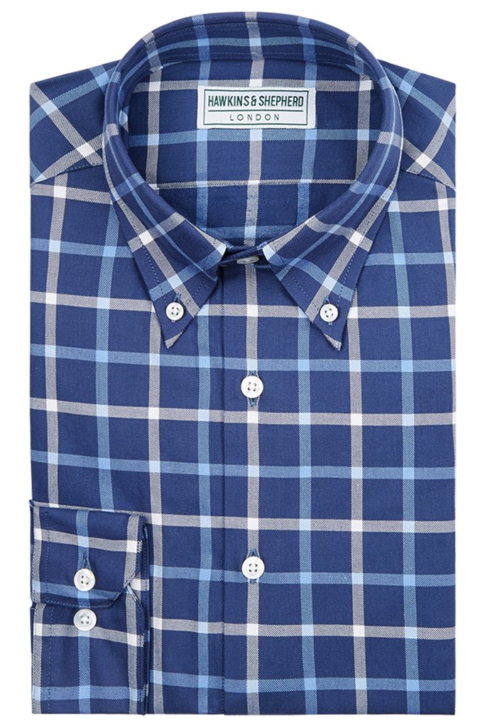 Navy Check Button down shirt