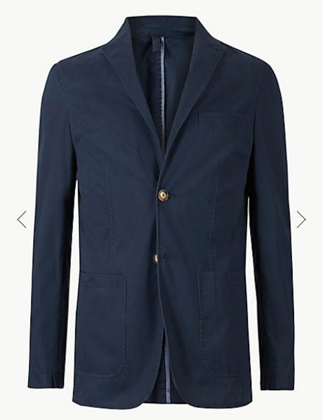 Navy Pure Cotton Tailored Fit Jacket