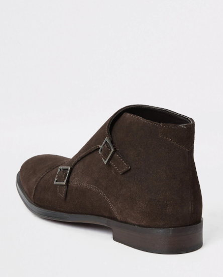 River Island Dark Brown Monk Strap Boot