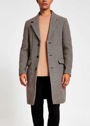 River Island Brown Longline Overcoat
