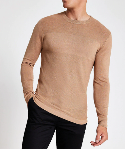River Island Light Brown Slim Fit Jumper