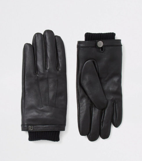 River Island Black Leather Gloves