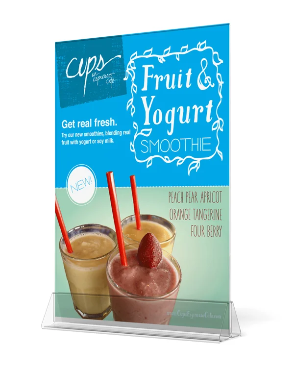 Local coffee shop POP display and print ad