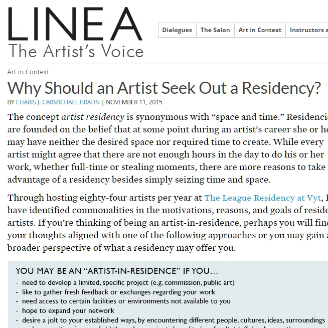Why Should an Artist Seek Out a Residency?