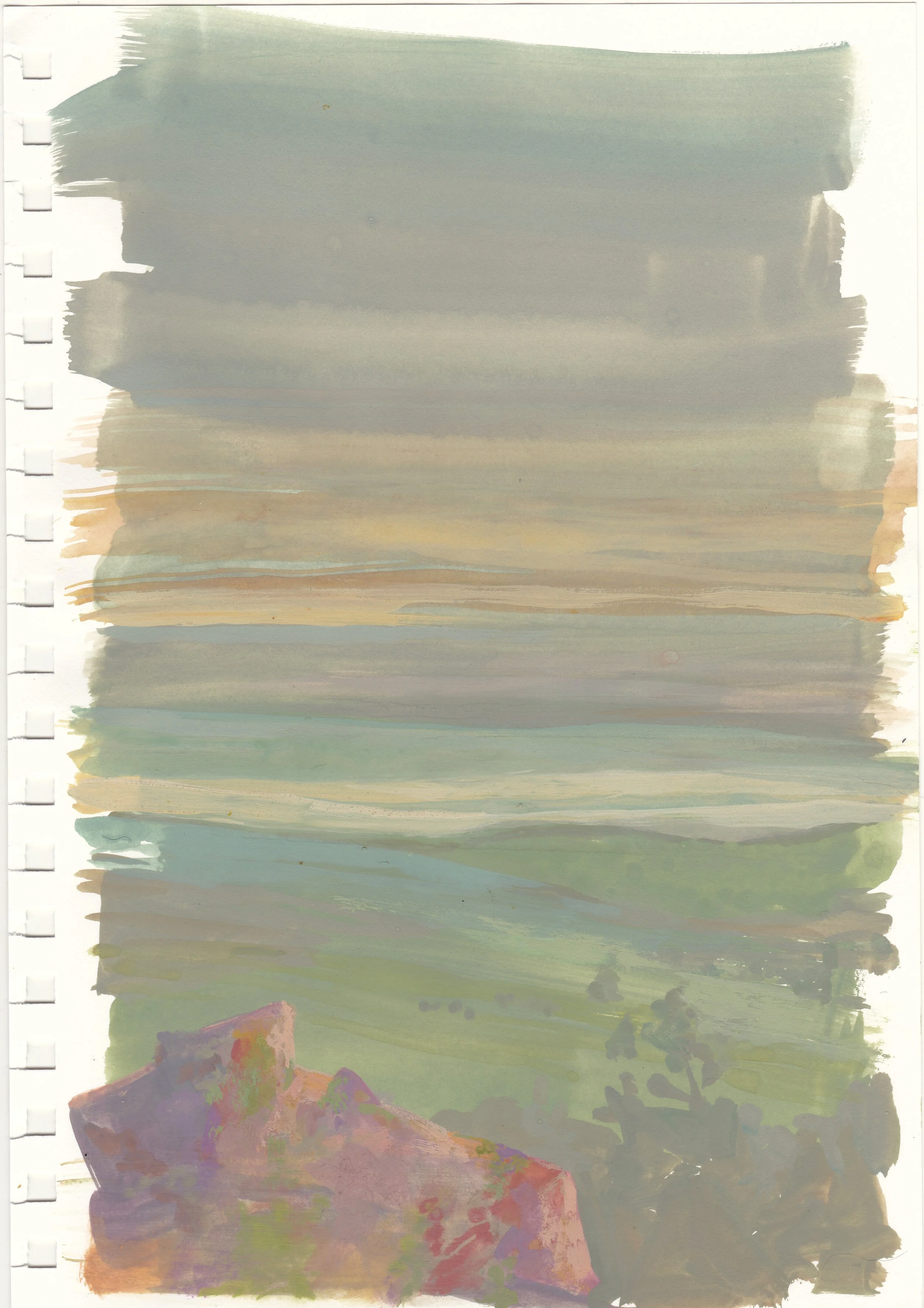 (study) Pink Boulder In The Foggy Evening 