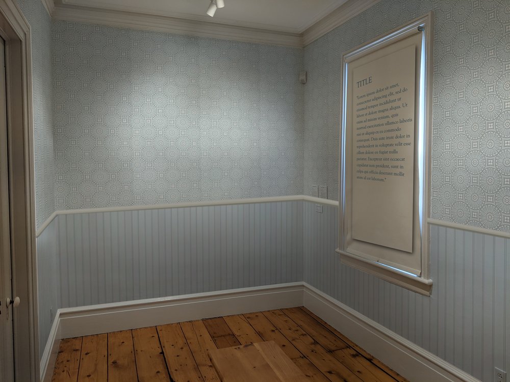 CONCEPT illustration for parlor gallery with wainscoting and wallpaper