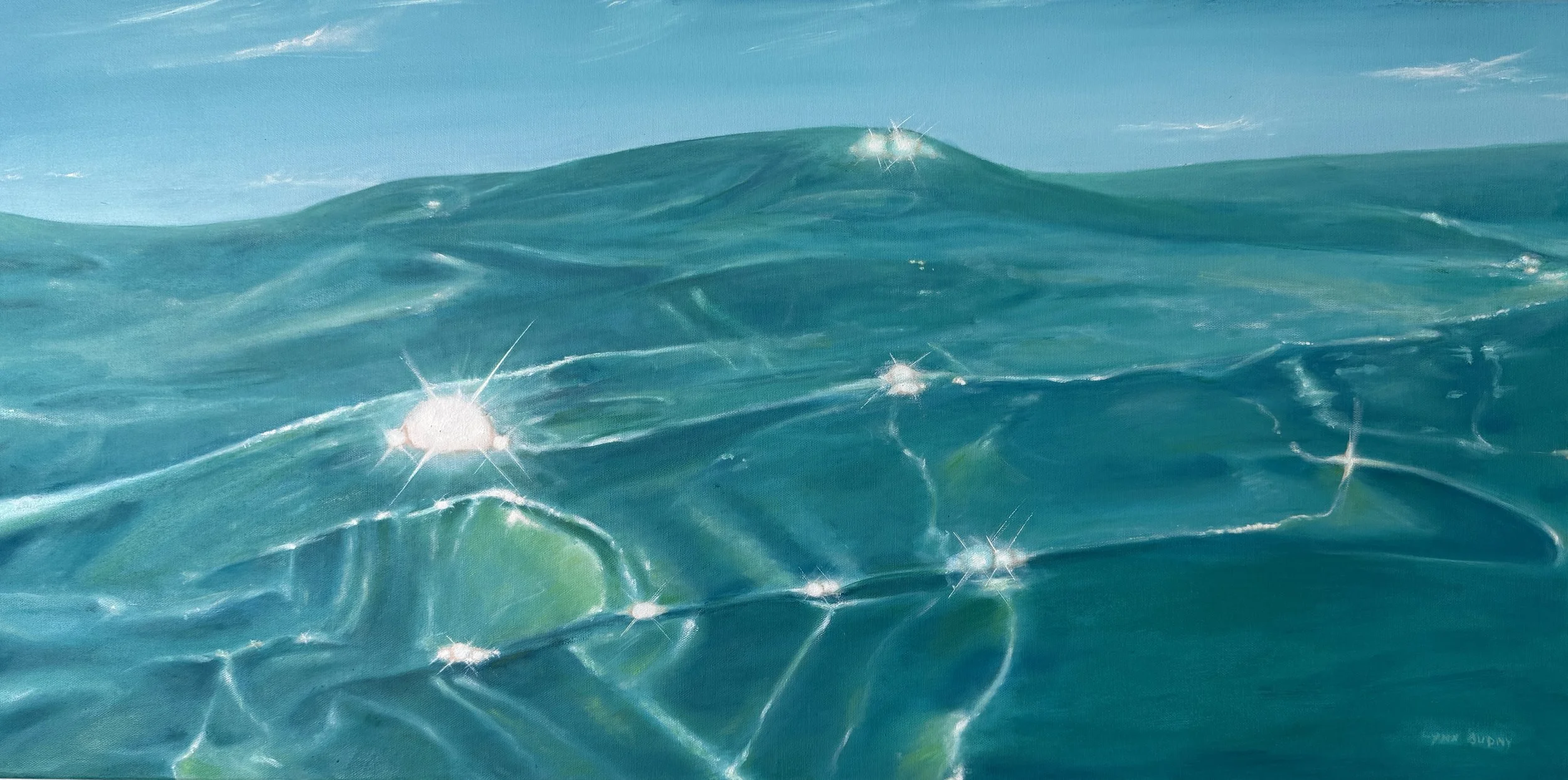 Floating On Turquoise, Antibes | $1,400 CAD | 38”w x 19”h
