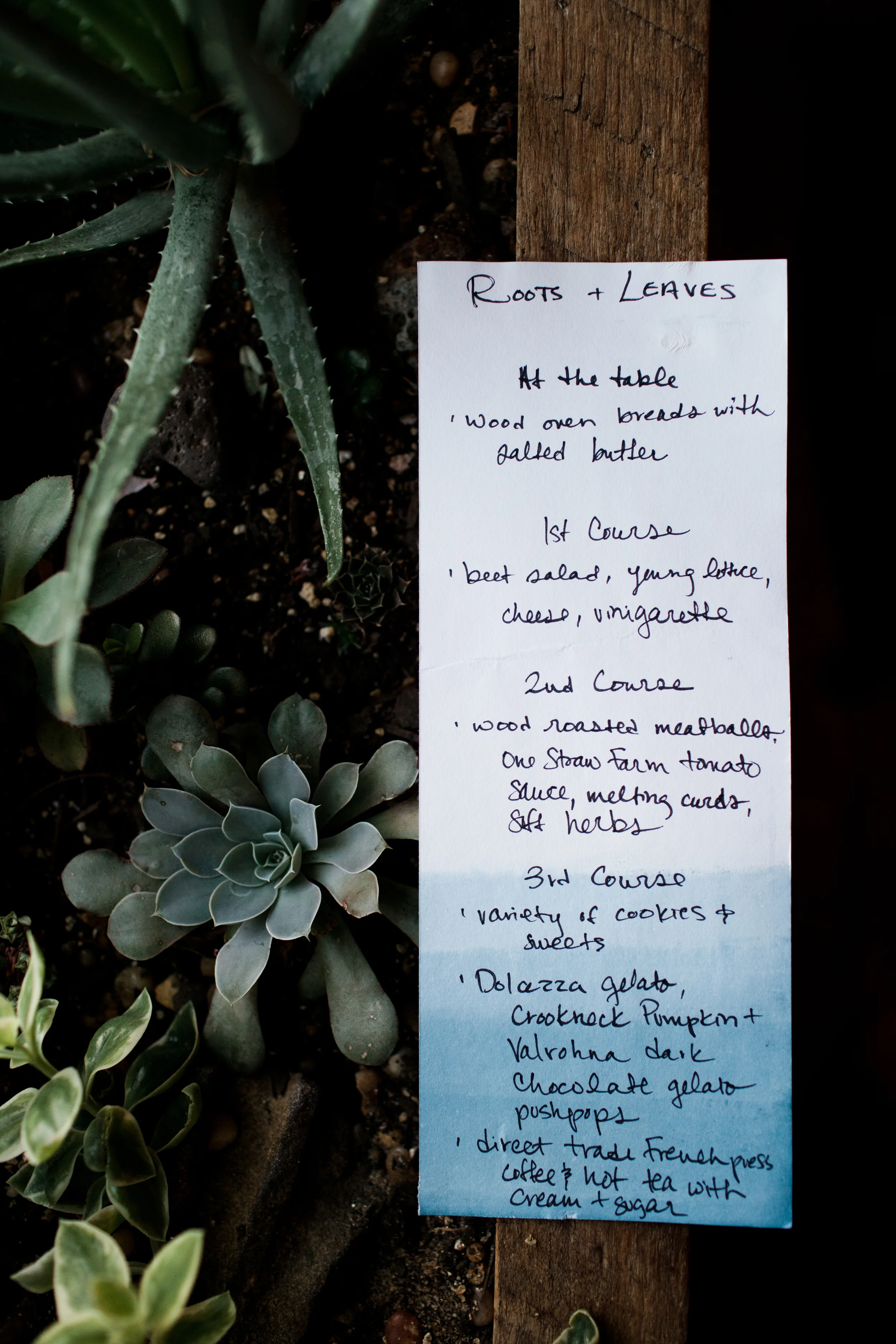 Had so much fun hand-dyeing the menus with organic indigo