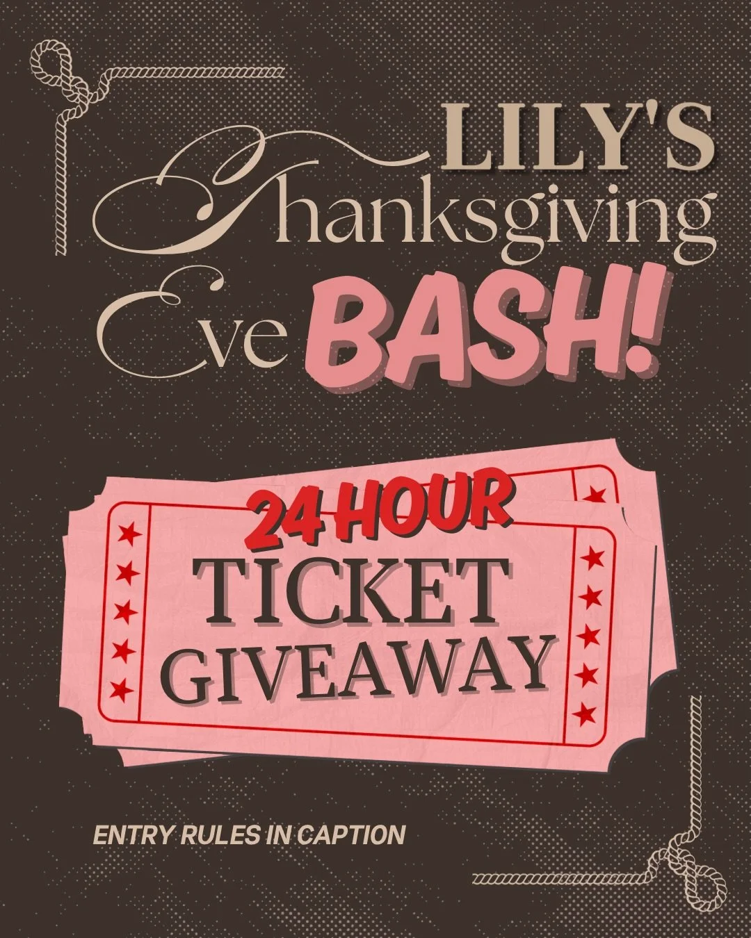 🎟️LILY&rsquo;S TICKET GIVEAWAY🎟️ We&rsquo;re giving away a FREE pair of tickets to Lily&rsquo;s Thanksgiving Eve Bash where we&rsquo;ll be slingin&rsquo; a two-hour OPEN BAR, food &amp; drink specials, DJ, and more! 🍾 Winner will be announced tomo