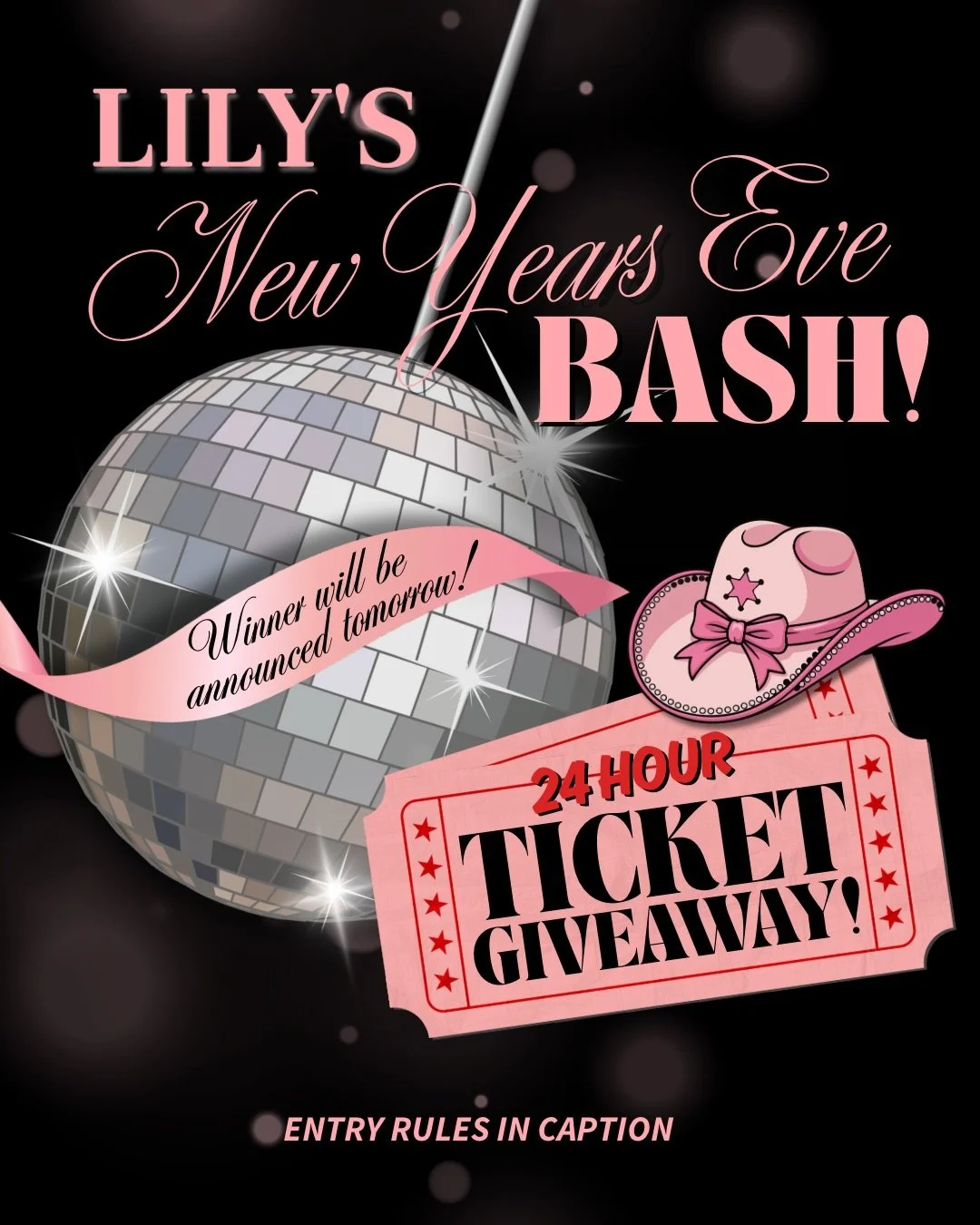 🎟️NYE BASH TICKET GIVEAWAY🎟️ We&rsquo;re giving away a free pair of tickets to Lily&rsquo;s OPEN BAR New Year&rsquo;s Eve Bash and, just like 2025, this giveaway clock is ticking FAST! 🕰️ Winner will be announced TOMORROW so hurry up and enter for