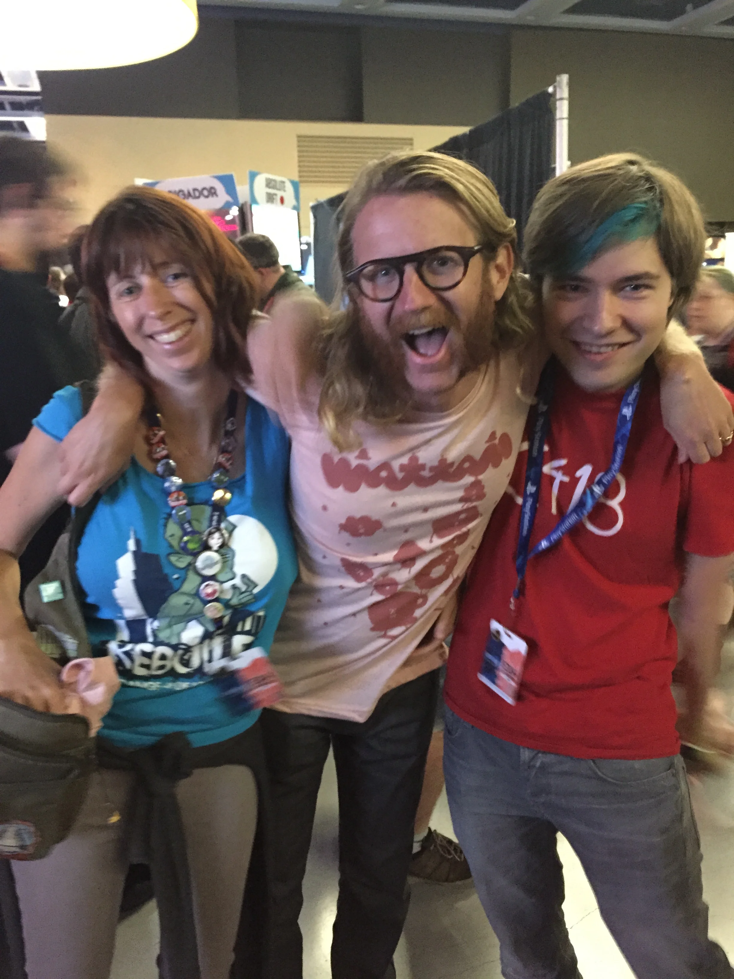 Sarah and Colin northway and c418 visiting Wattam and transforming the booth into an instant party!